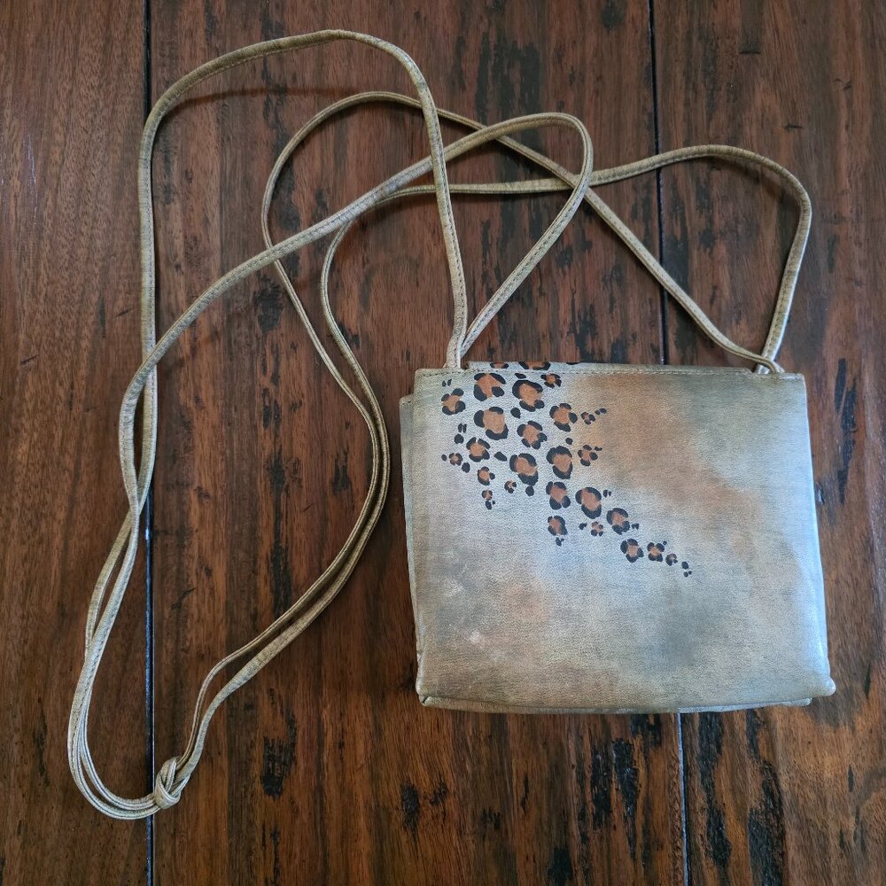 Vintage Fancy Nancy Hand Painted Leather Zebra Safari Purse Shoulder Crossbody - Picture 3 of 10